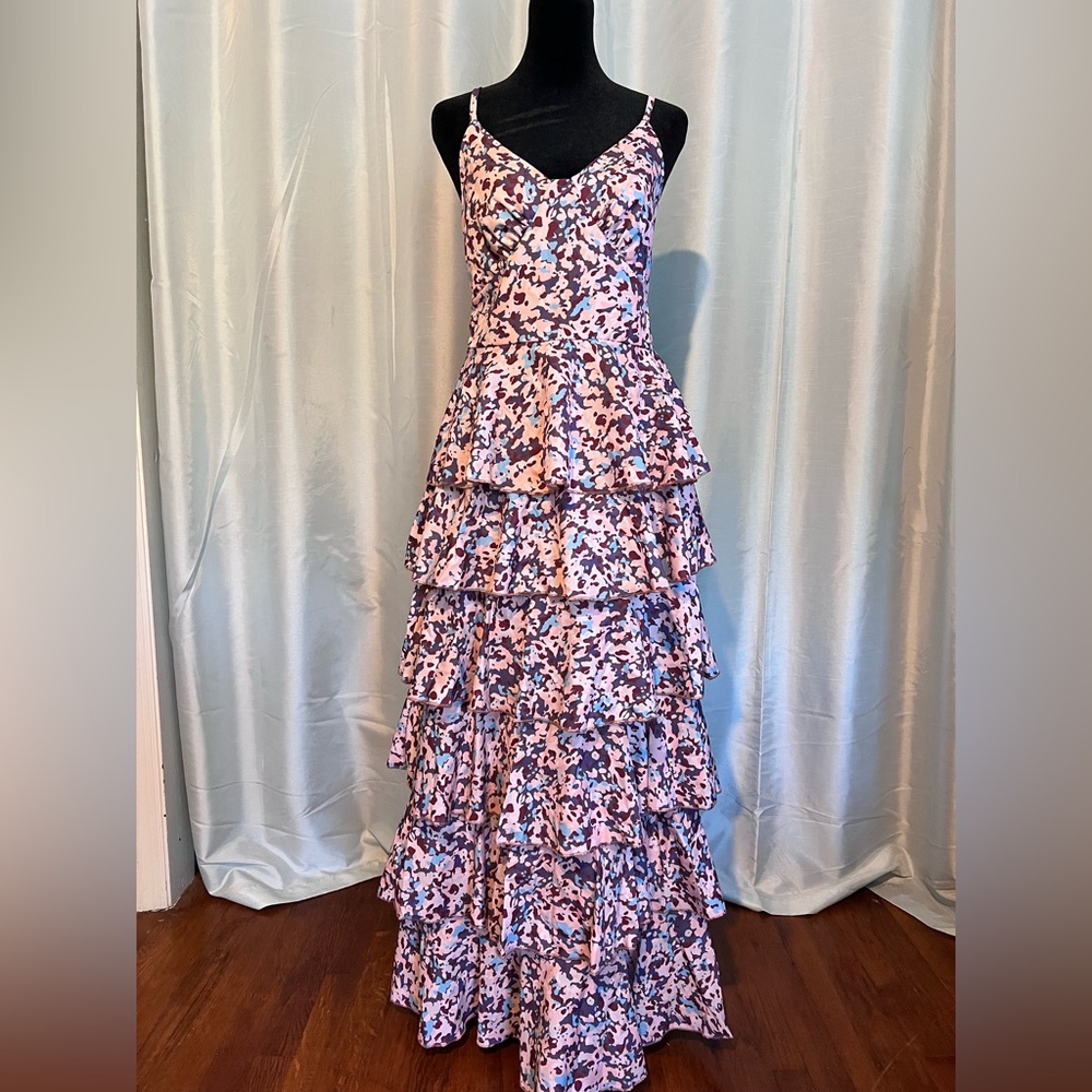 Elegant Multicolor Tiered Women's Dress